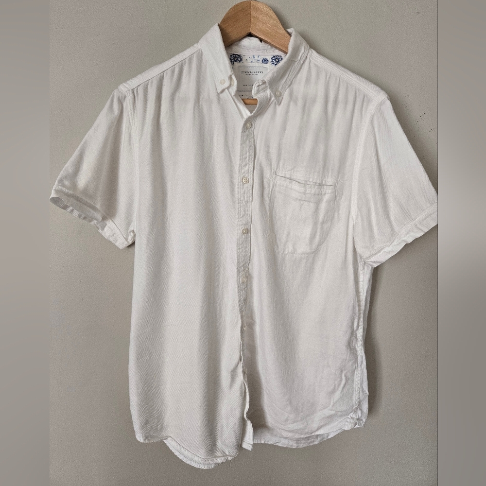 Denim & Flower Men's White/Off-White Short Sleeve Shirt